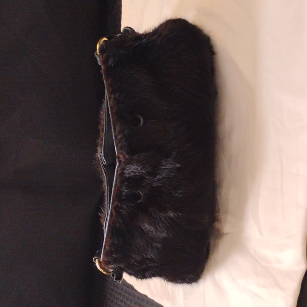 Paolo Masi Mink Fur & Black Leather Purse (Used)